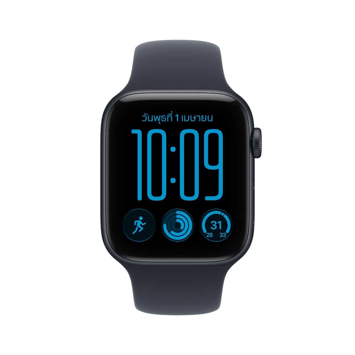 Apple Watch SE 3 รุ่น GPS ตัวเรือนอะลูมิเนียม สีมิดไนท์ 44 มม. สายแบบ Sport Band สีนาวีบลู ขนาด M/L