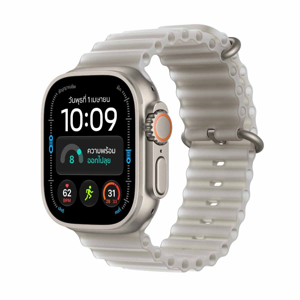 Apple Watch Ultra 4 รุ่น GPS + Cellular ตัวเรือนตัวเรือนไทเทเนียมธรรมชาติ 49 มม. สายแบบ Ocean Band สีเทาโปร่งแสง (Pre-Order รับสินค้าวันที่ 19 ต.ค. 69 เป็นต้นไป)