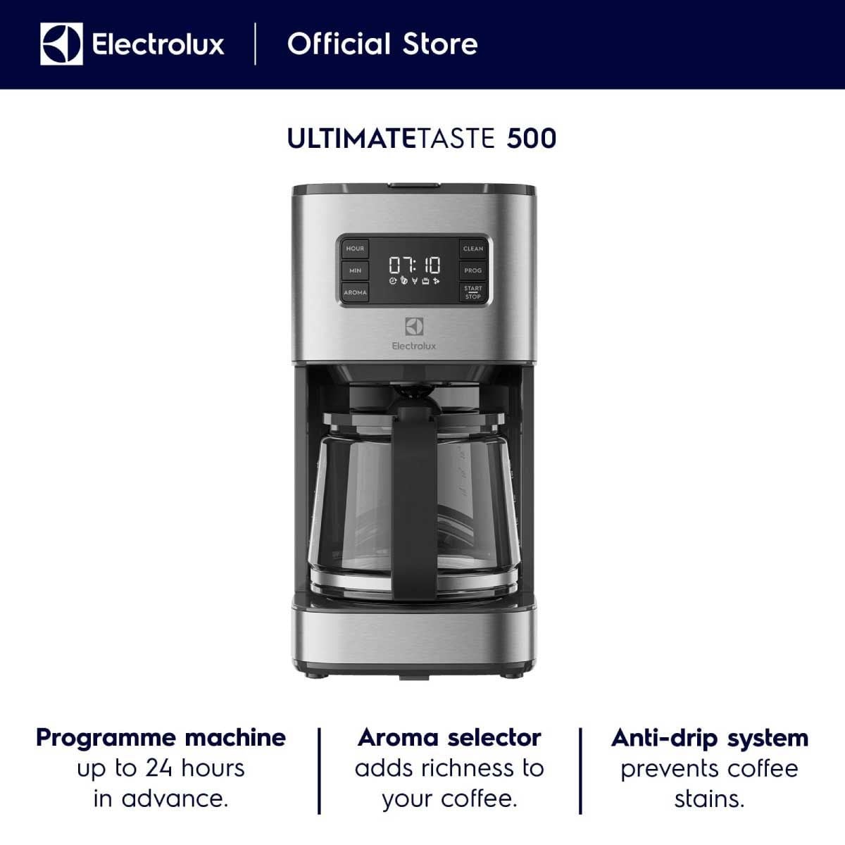 ELECTROLUX เครื่องชงกาแฟแบบดริป UltimateTaste 500 ความจุ 1.25 ลิตร รุ่น E5CM1-80ST