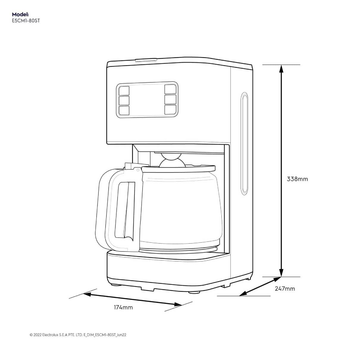 ELECTROLUX เครื่องชงกาแฟแบบดริป UltimateTaste 500 ความจุ 1.25 ลิตร รุ่น E5CM1-80ST