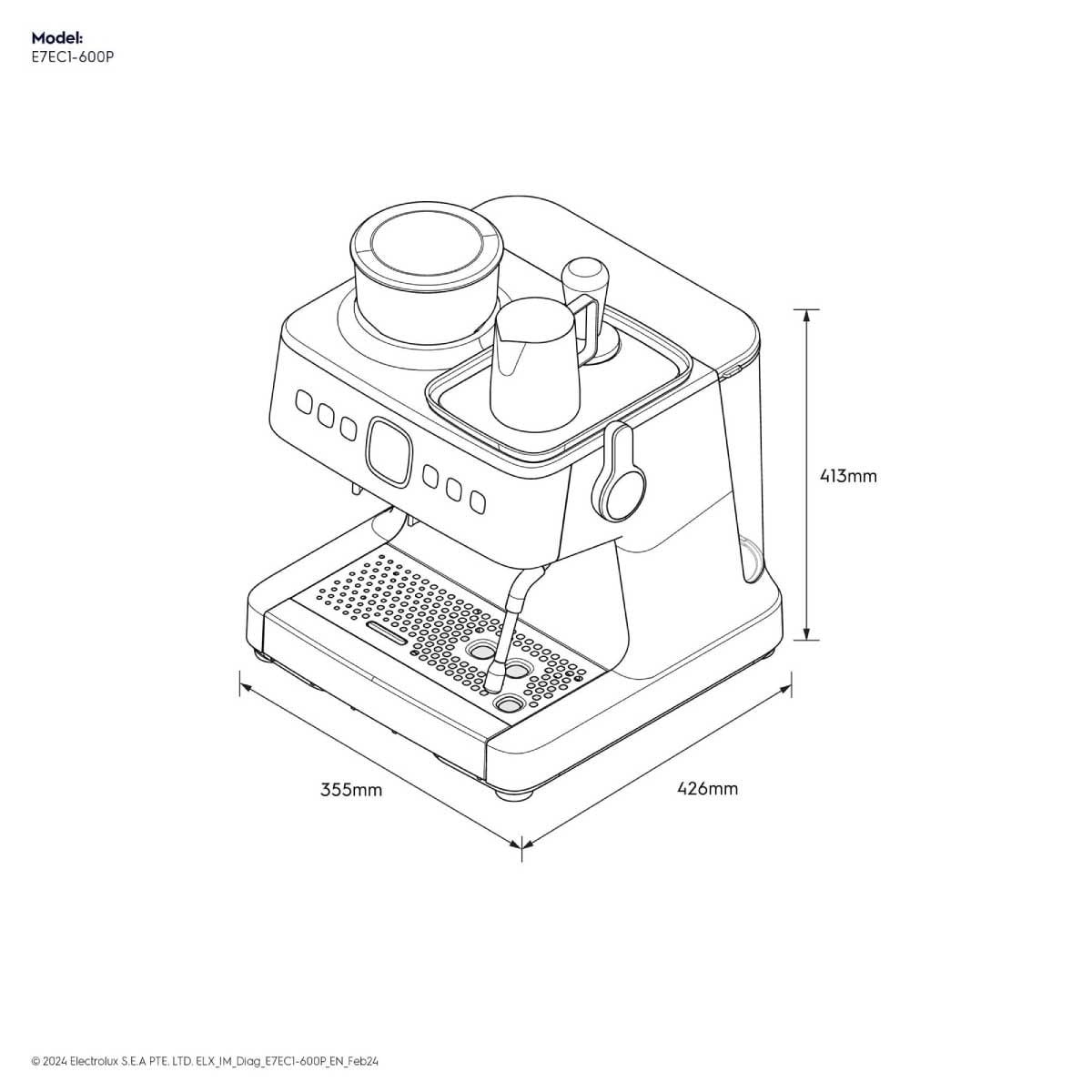 ELECTROLUX  เครื่องชงกาแฟ 20บาร์ รุ่นE7EC1-600P