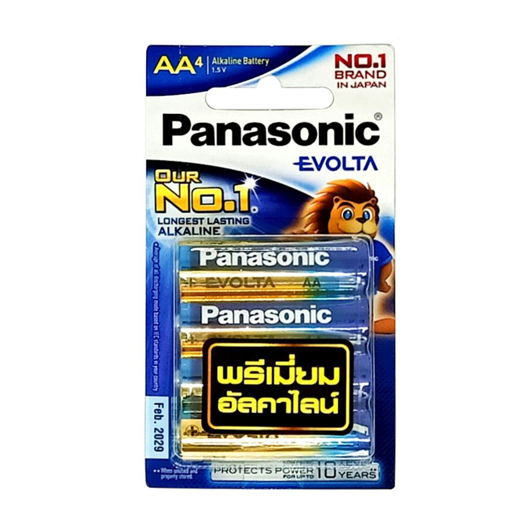 PANASONIC ถ่านอัลคาไลน์ EVOLTA รุ่น LR6EG /4BN AA (4 ก้อน) สีน้ำเงิน - ทอง
