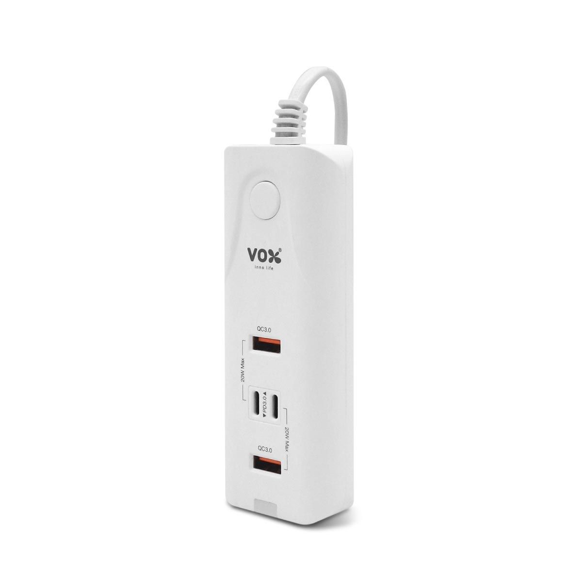 VOX   ปลั๊กVOX 40W 1.5เมตร 2USB-A QC 3.0/2TYPE-C PD3.0สีขาว รุ่นF5CAB-VX01-P400