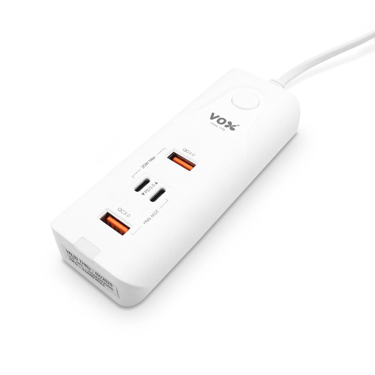 VOX   ปลั๊กVOX 40W 1.5เมตร 2USB-A QC 3.0/2TYPE-C PD3.0สีขาว รุ่นF5CAB-VX01-P400