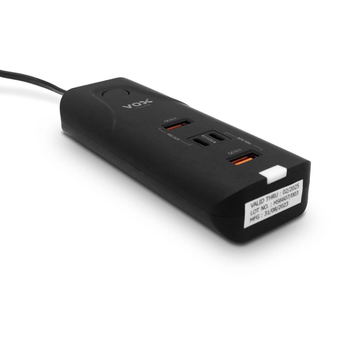 VOX  ปลั๊กVOX 60W 2เมตร 2USB-A QC 3.0/2TYPE-C PD3.0 สีดำ รุ่นF5CAB-VX02-P600