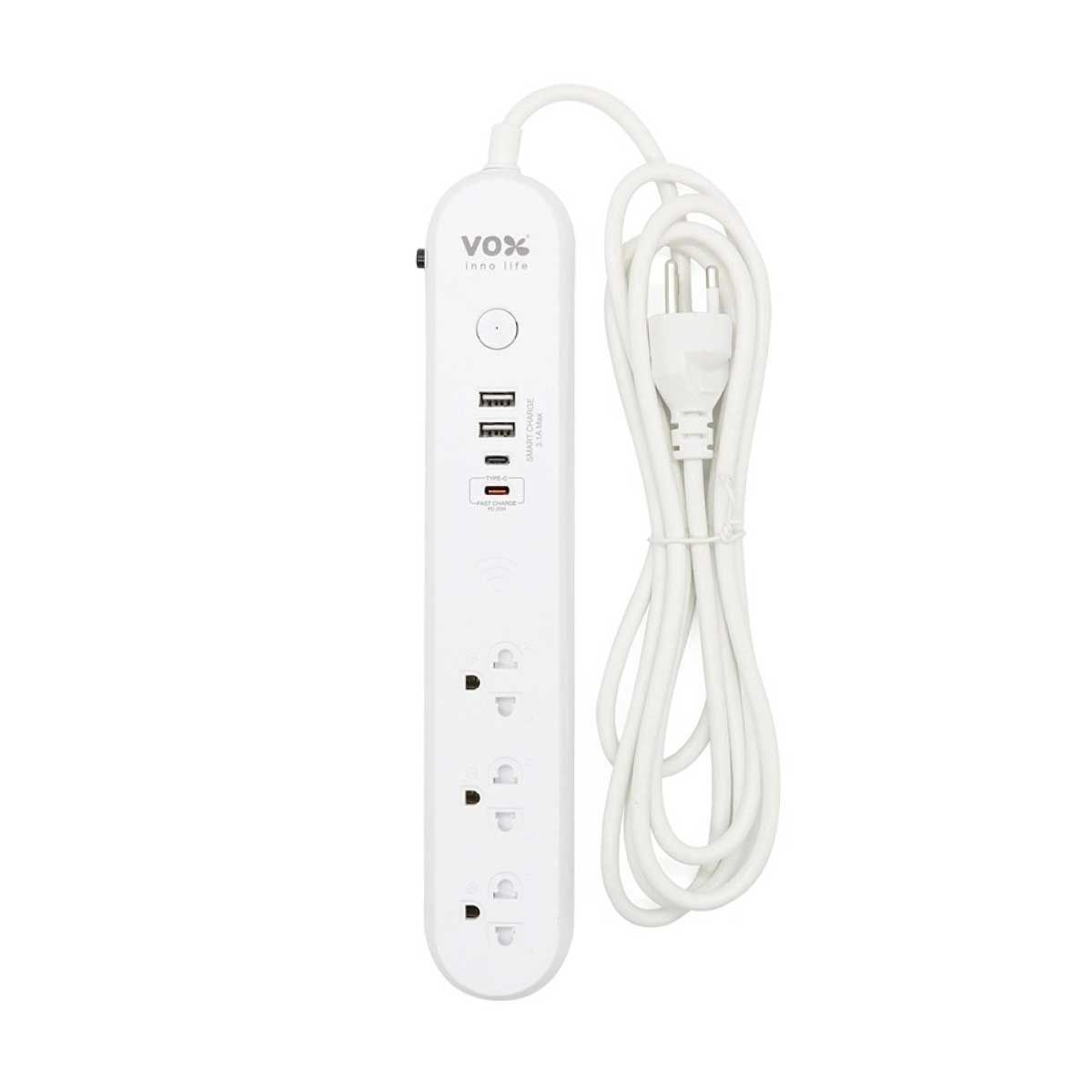 VOX  ปลั๊กโนว่าNOVA 1สวิตซ์ x 3ช่อง, 5 x USB 1C 3เมตรสีขาว รุ่น F5ST3-NON1-3141