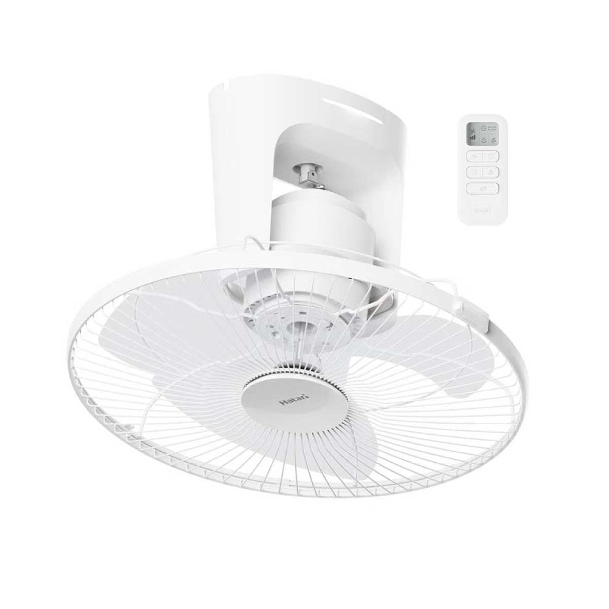 HATARI พัดลมติดเพดานส่ายรอบตัว 16 นิ้ว(รีโมท)สีขาว รุ่น C16R1