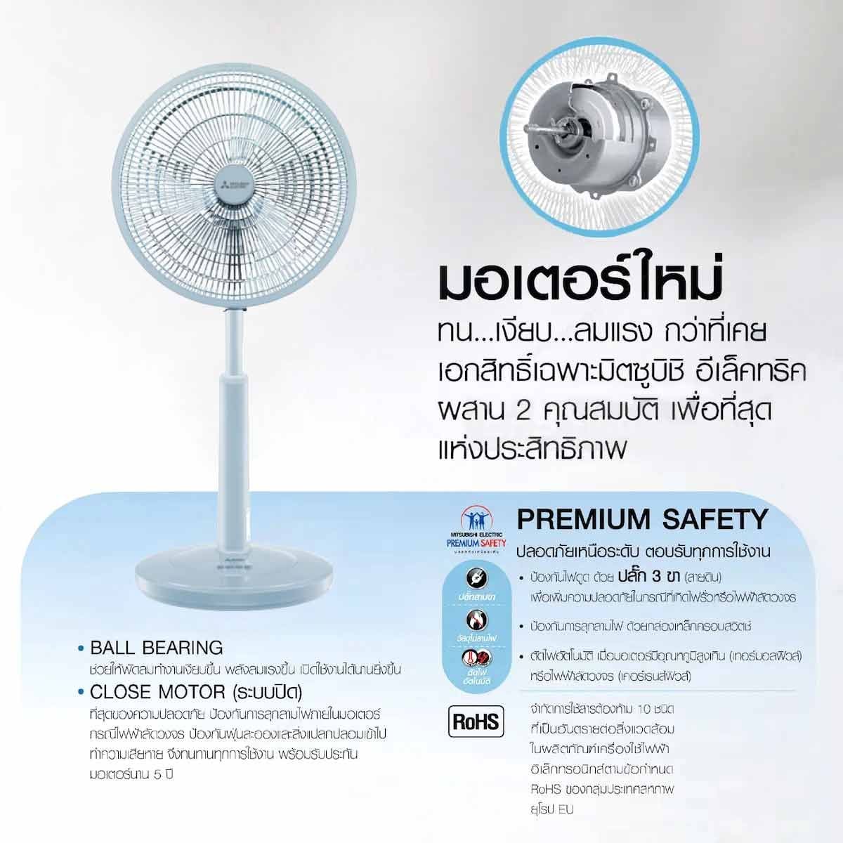 MITSUBISHI ELECTRIC  พัดลมสไลด์16"สีฟ้าอควา รุ่นR16AGC/ABL