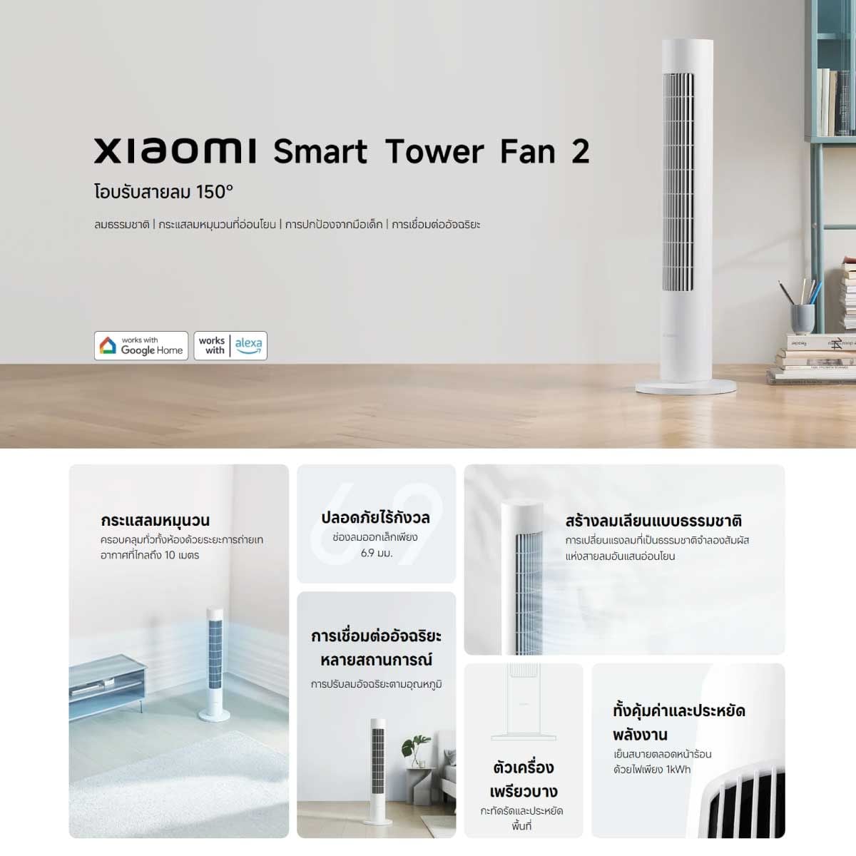 Xiaomi Smart Tower Fan 2 พัดลมตั้งพื้น รุ่น  BHR9633TH
