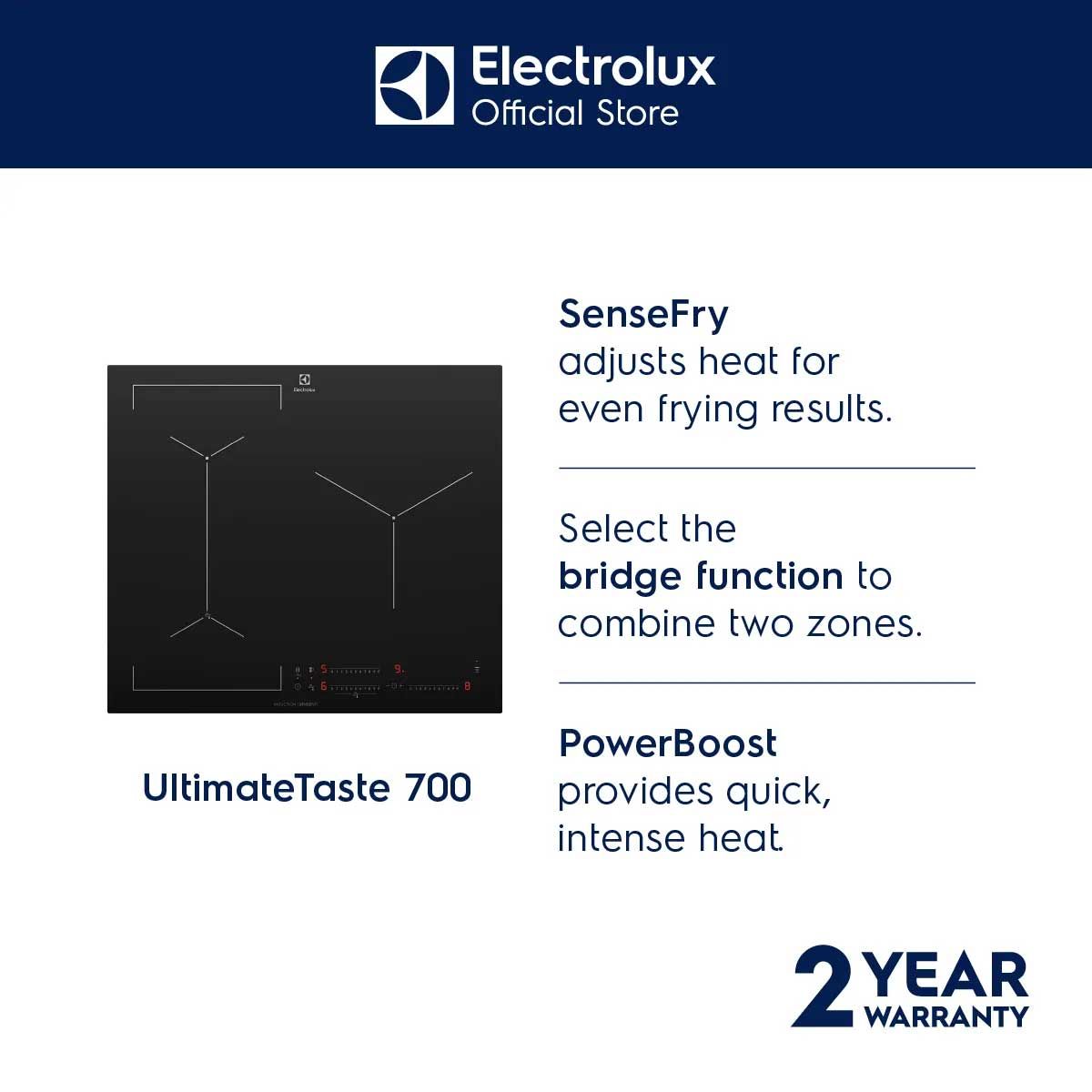 ELECTROLUX เตาInduction Built-in 60CM 3หัว ดิจิตอล รุ่นEHI63 5BE