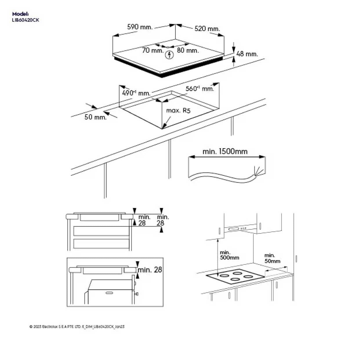 ELECTROLUK เตาInduction Built-in 60CM 4หัว ดิจิตอล รุ่นLIB60 420CK