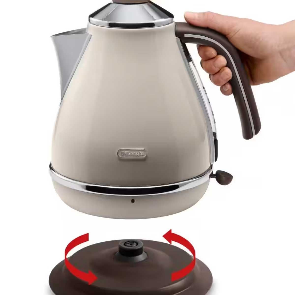 DELONGHI กาต้มน้ำไฟฟ้า1.7ลิตร สไตล์วินเทจ สีครีม รุ่น KBOV2001BG
