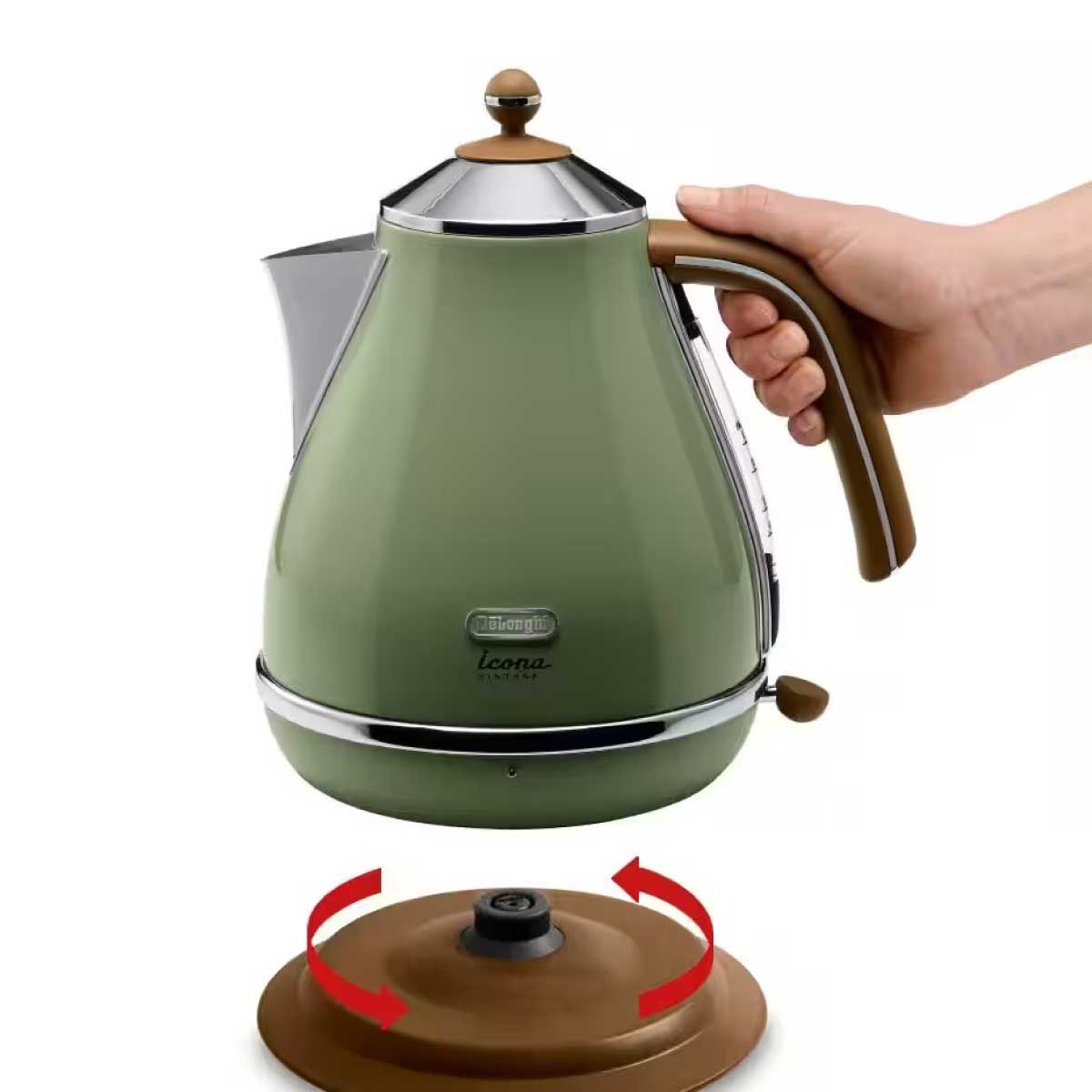 DELONGHI กาต้มน้ำไฟฟ้า1.7ลิตร สไสน์วินเทจ สีเขียว รุ่น KBOV2001GR