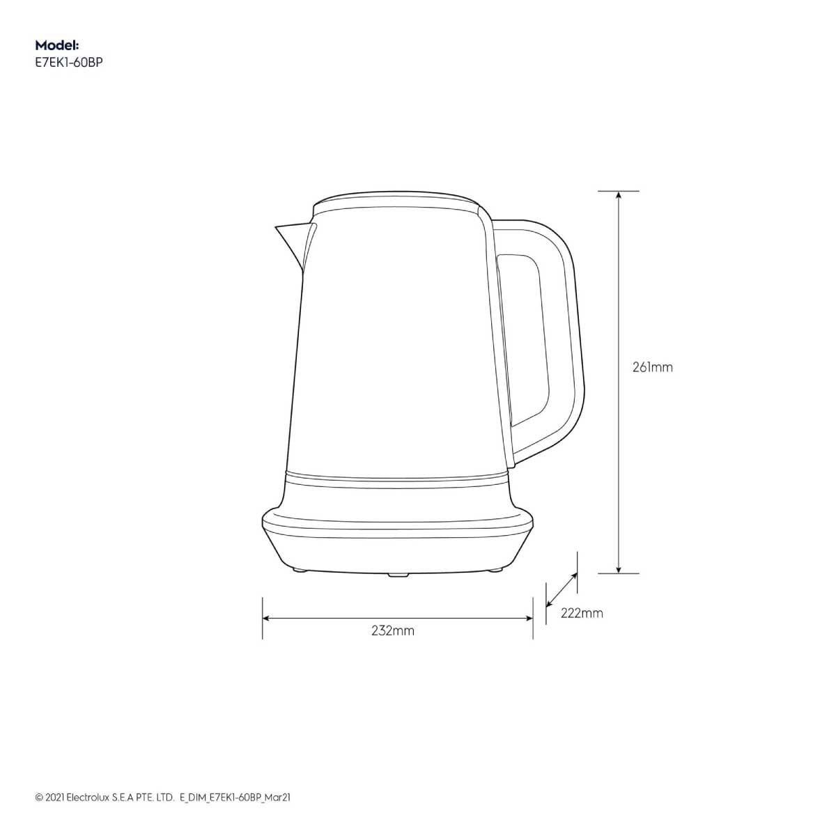 ELECTROLUX  กาต้มน้ำไฟฟ้า 1.7 ลิตร รุ่น E7EK1-60BP