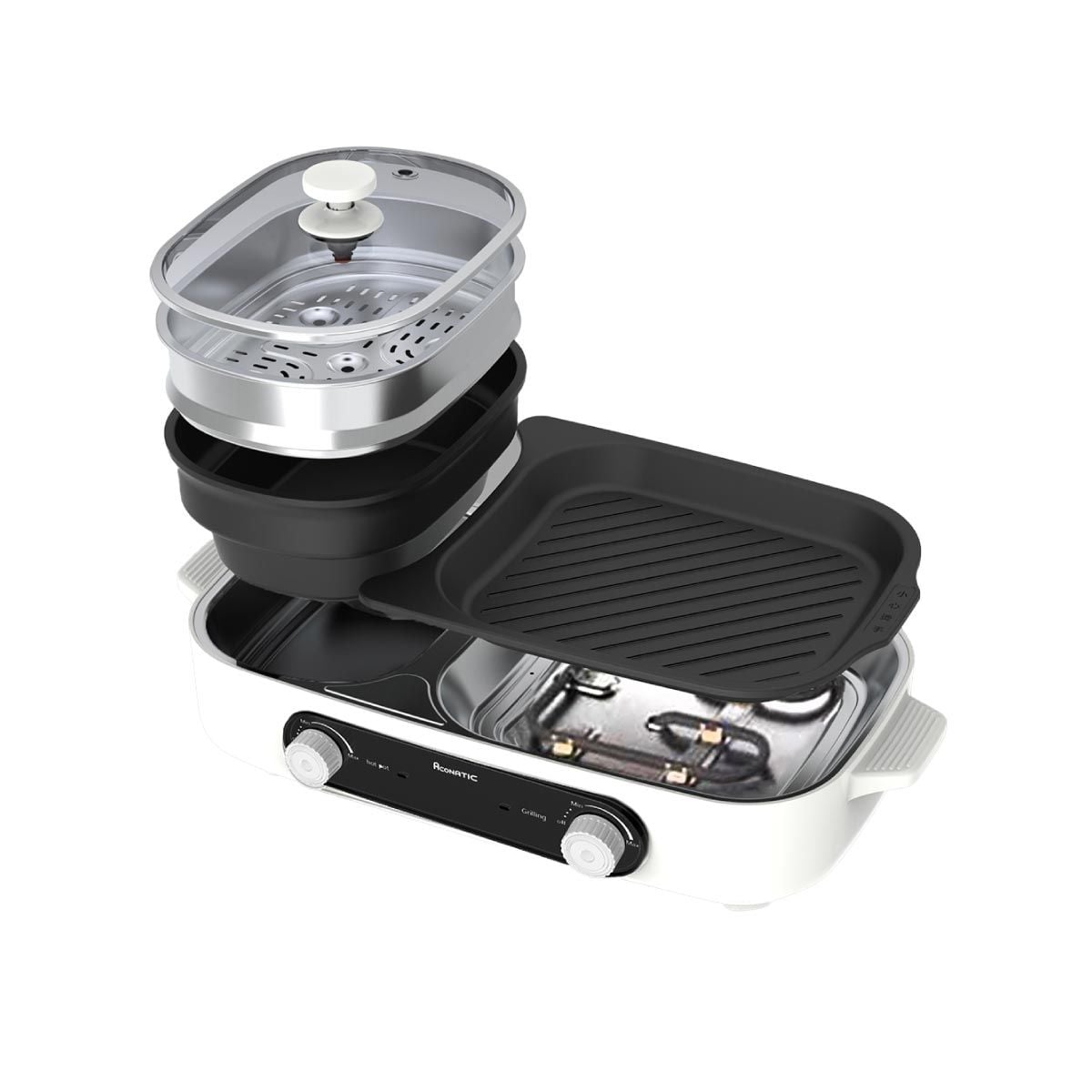 Aconatic เตาปิ้งย่างและชาบู 1500W สีขาว รุ่น AN-PSG1540