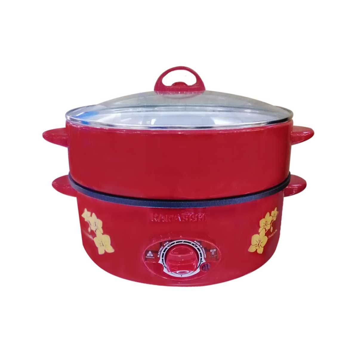 HANABISHI กระทะไฟฟ้า รุ่น HTP-360S กำลังไฟ 1000 วัตต์ แบบมีซึ้ง เคลือบเทปล่อน