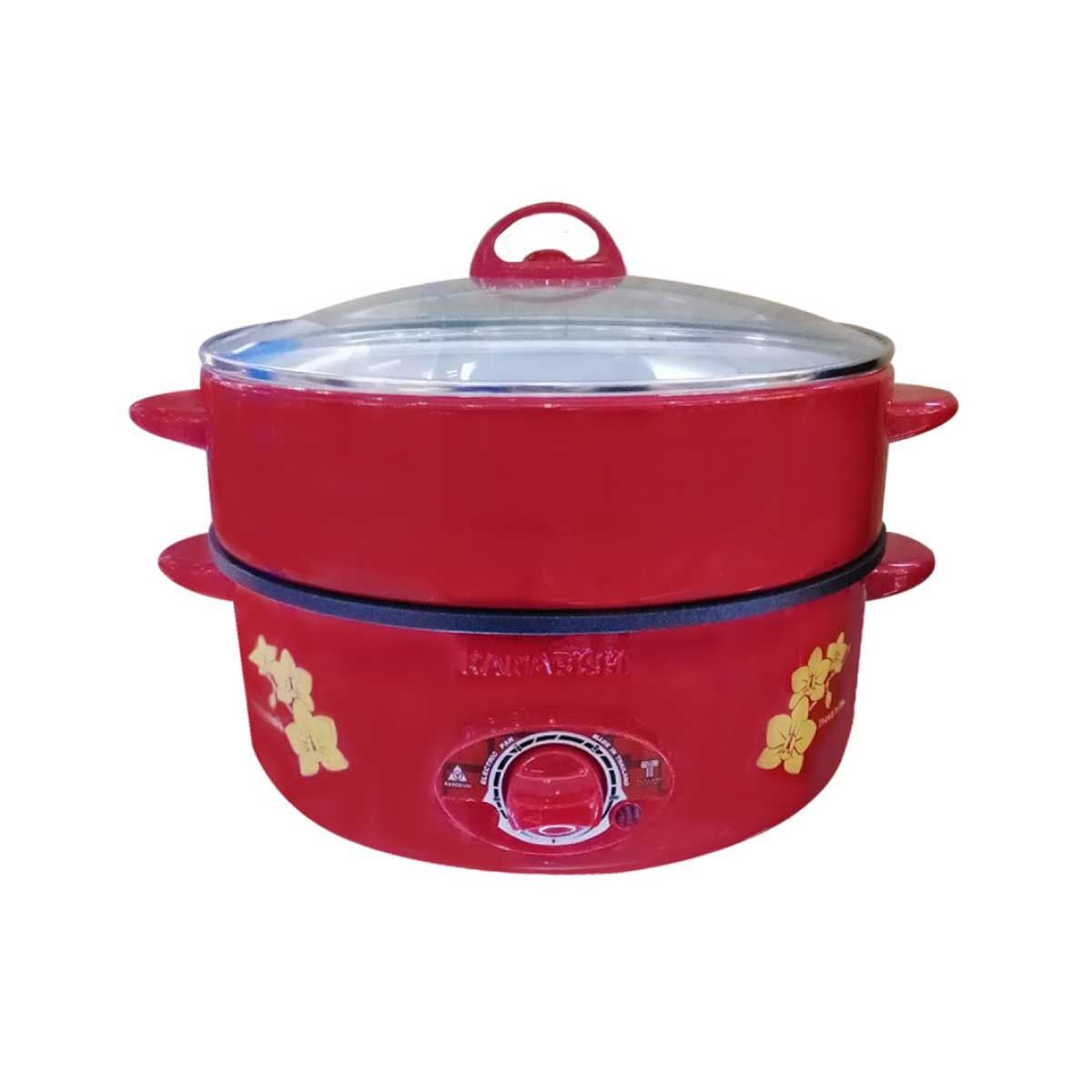 HANABISHI กระทะไฟฟ้า รุ่น HTP-360S กำลังไฟ 1000 วัตต์ แบบมีซึ้ง เคลือบเทปล่อน