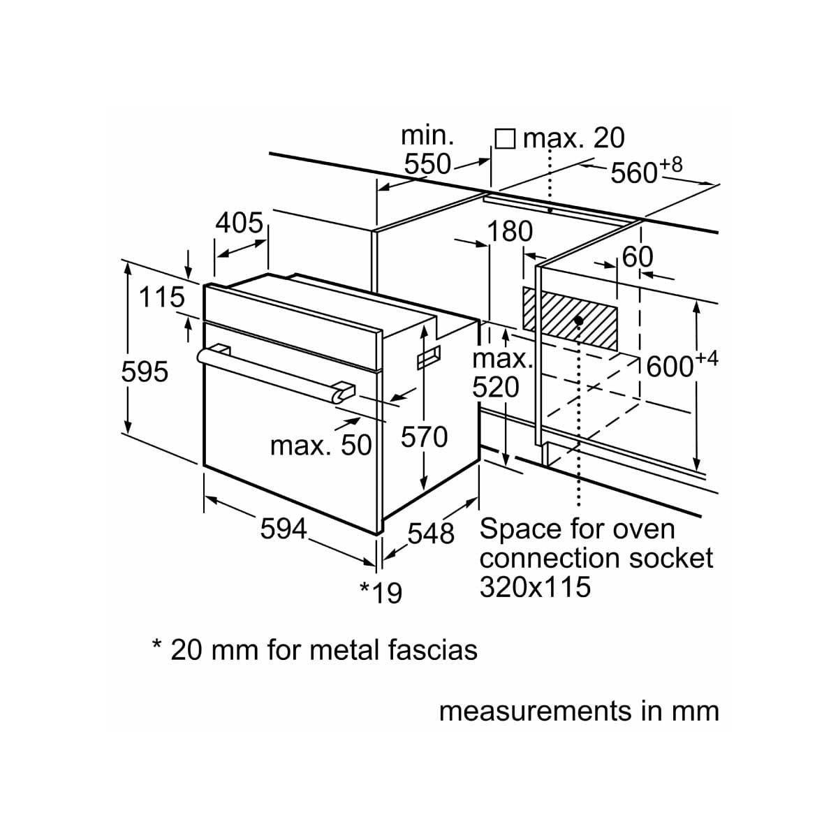 BOSCH เตาอบแบบฝัง60cm 71ลิตร Series2 รุ่น HBF011BA1T