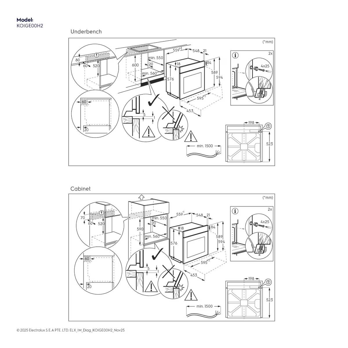 ELECTROLUX เตาอบไฟฟ้า 72ลิตร 2790W รุ่น KOIGE00H2