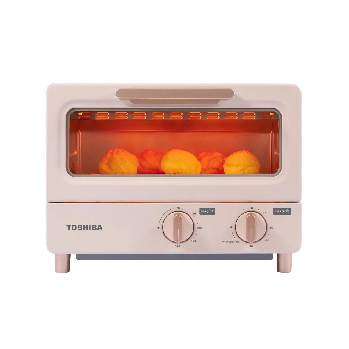 TOSHIBA  เตาอบไฟฟ้า10ลิตร 1000W สีครีมชมพู รุ่นET-TD7080(PN)