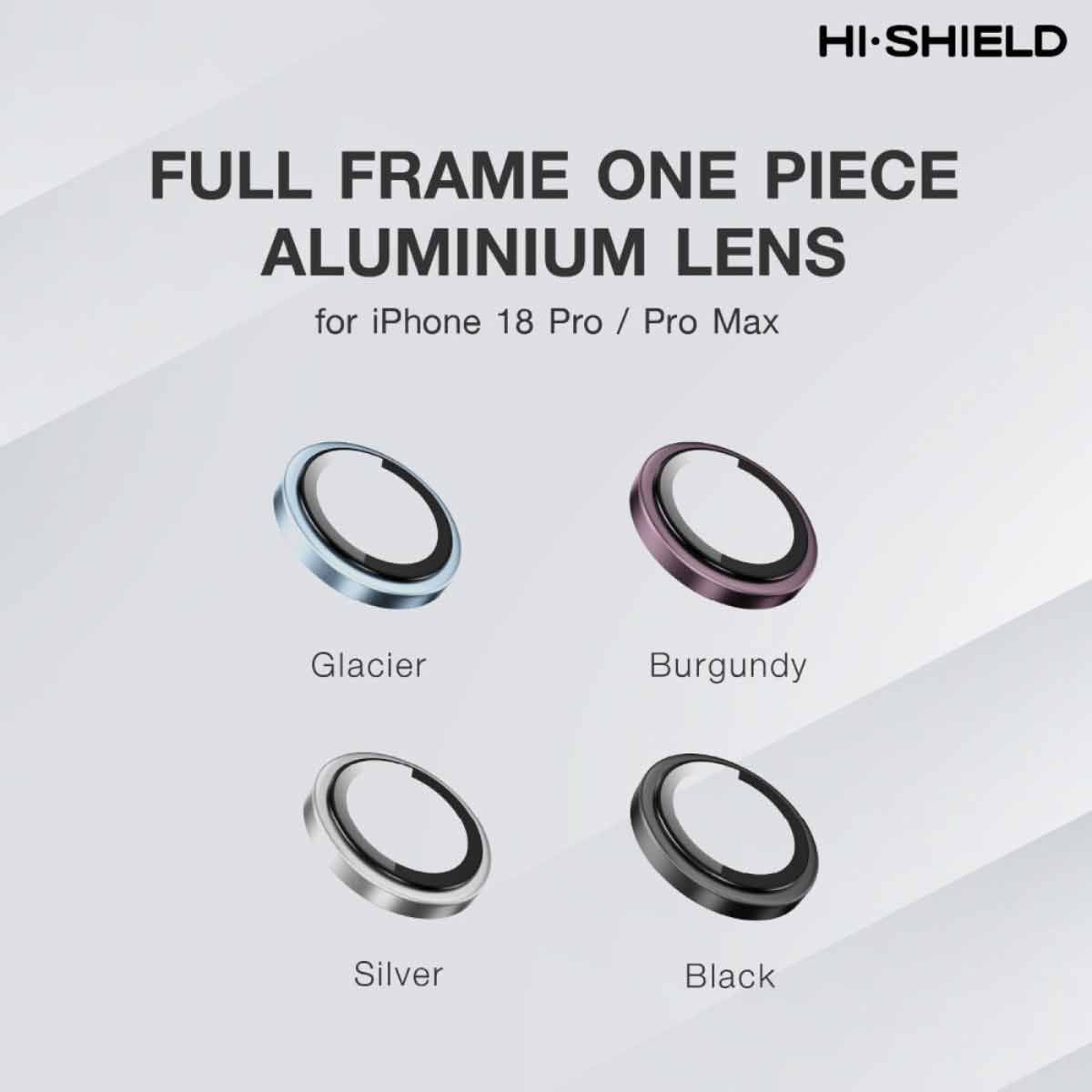 Hi-Shield กระจกกันรอยเลนส์กล้องพร้อมฐานเลนส์ Full Frame Aluminium lens (1 Piece) - iPhone 18 Pro Max (Burgundy)