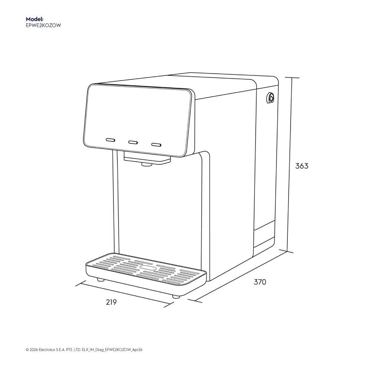 ELECTROLUX เครื่องกรองน้ำRO+UV น้ำร้อน รุ่นEPWE2KOZOW
