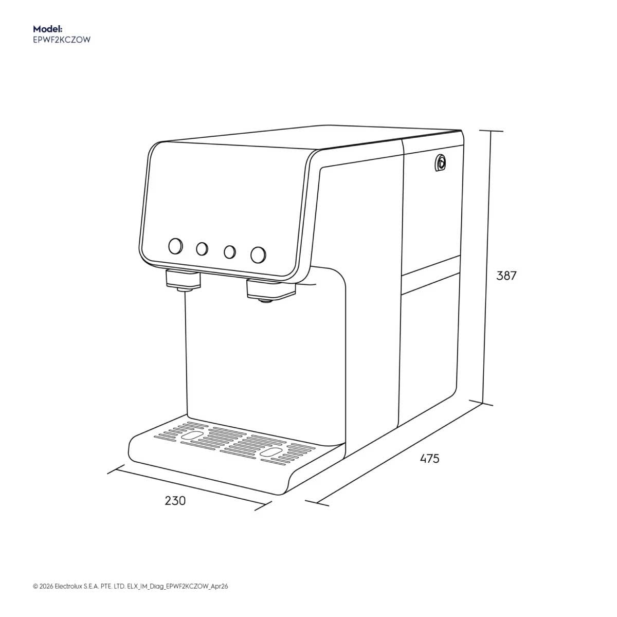 ELECTROLUX เครื่องกรองน้ำRO+UV น้ำร้อน-เย็น รุ่นEPWF2KCZOW