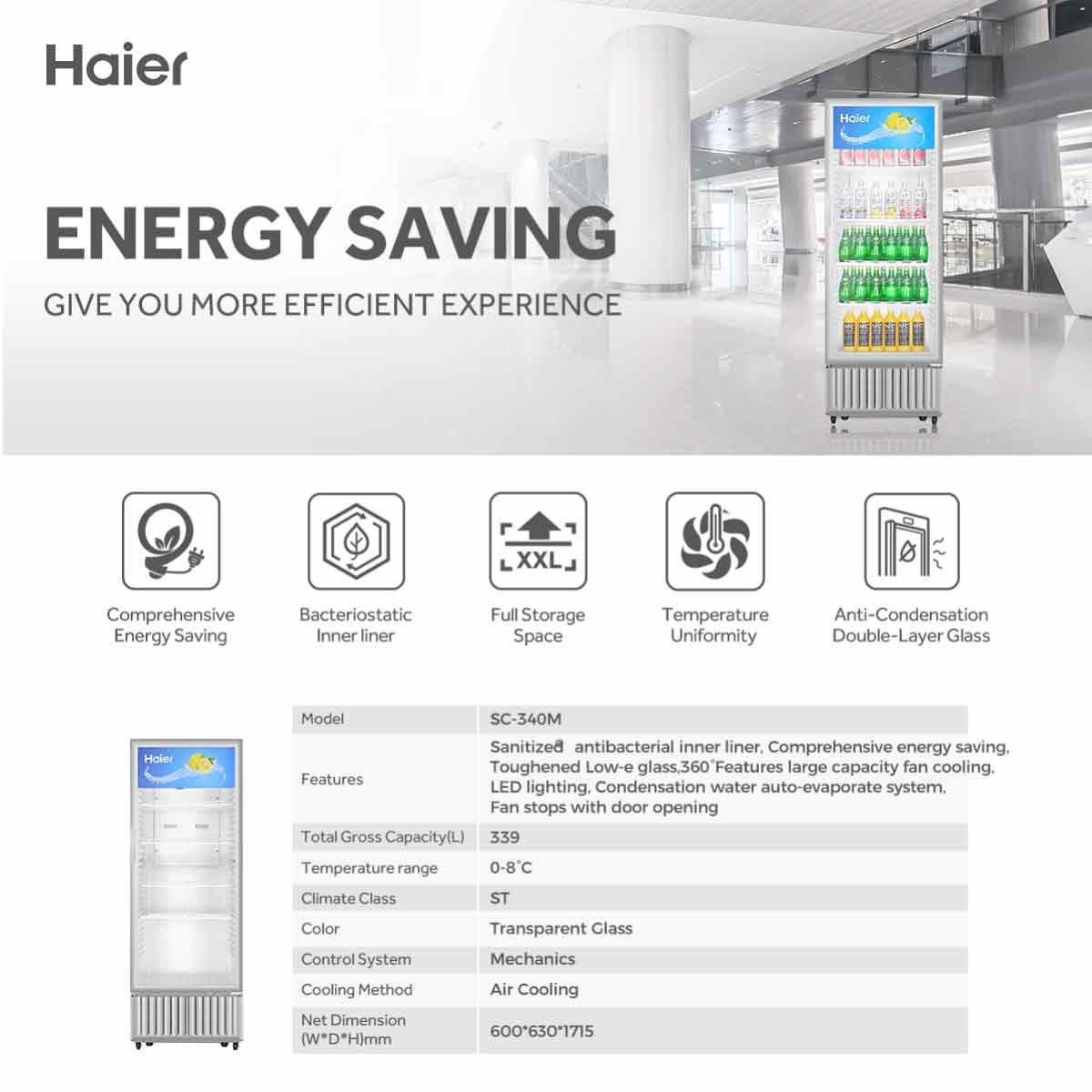 HAIER  ตู้แช่ 1ประตู 11.3Q สีขาว รุ่นSC-340M