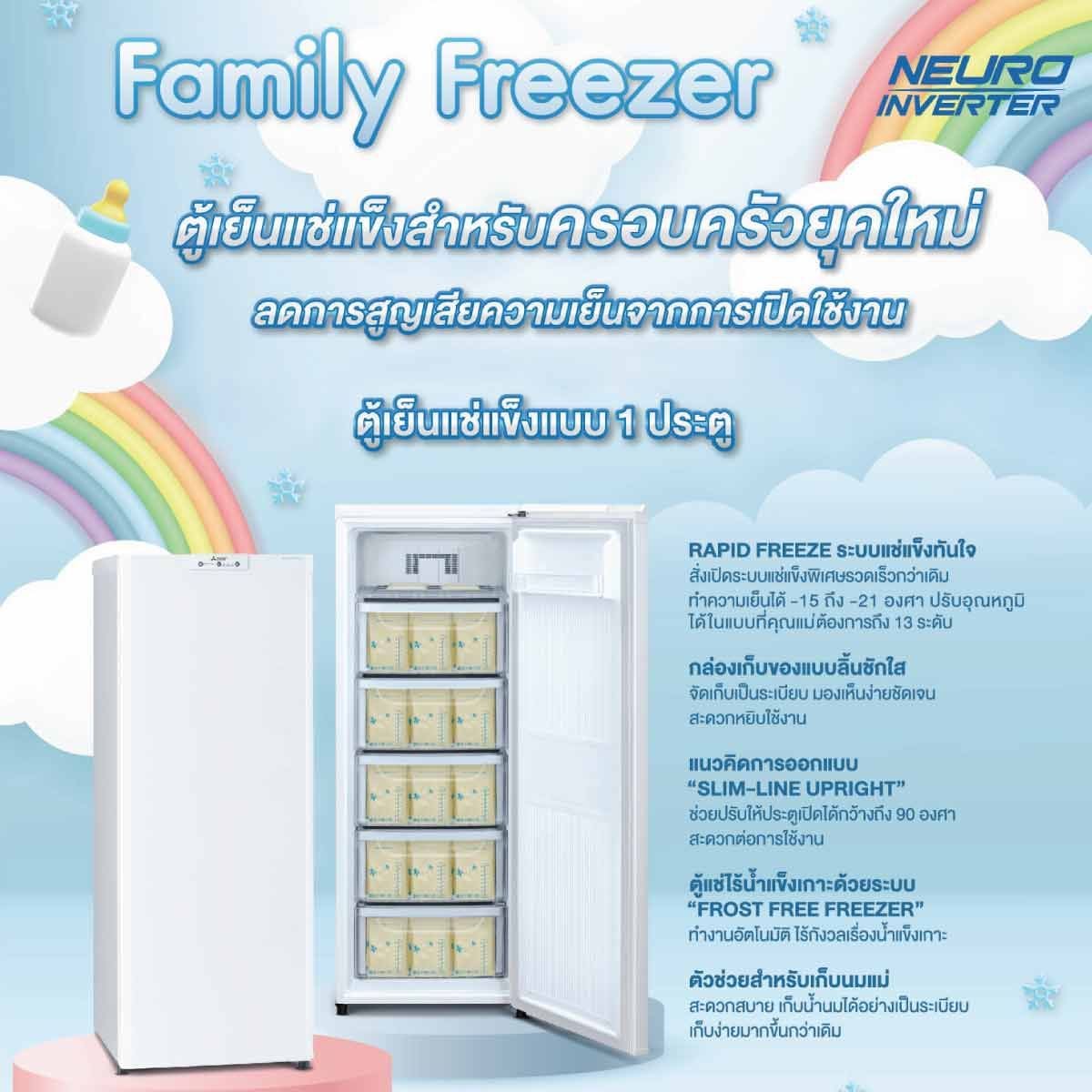 Mitsubishi Electric ตู้แช่แข็ง 1 ประตู 5.1Q สีขาว รุ่น MF-U14S/W