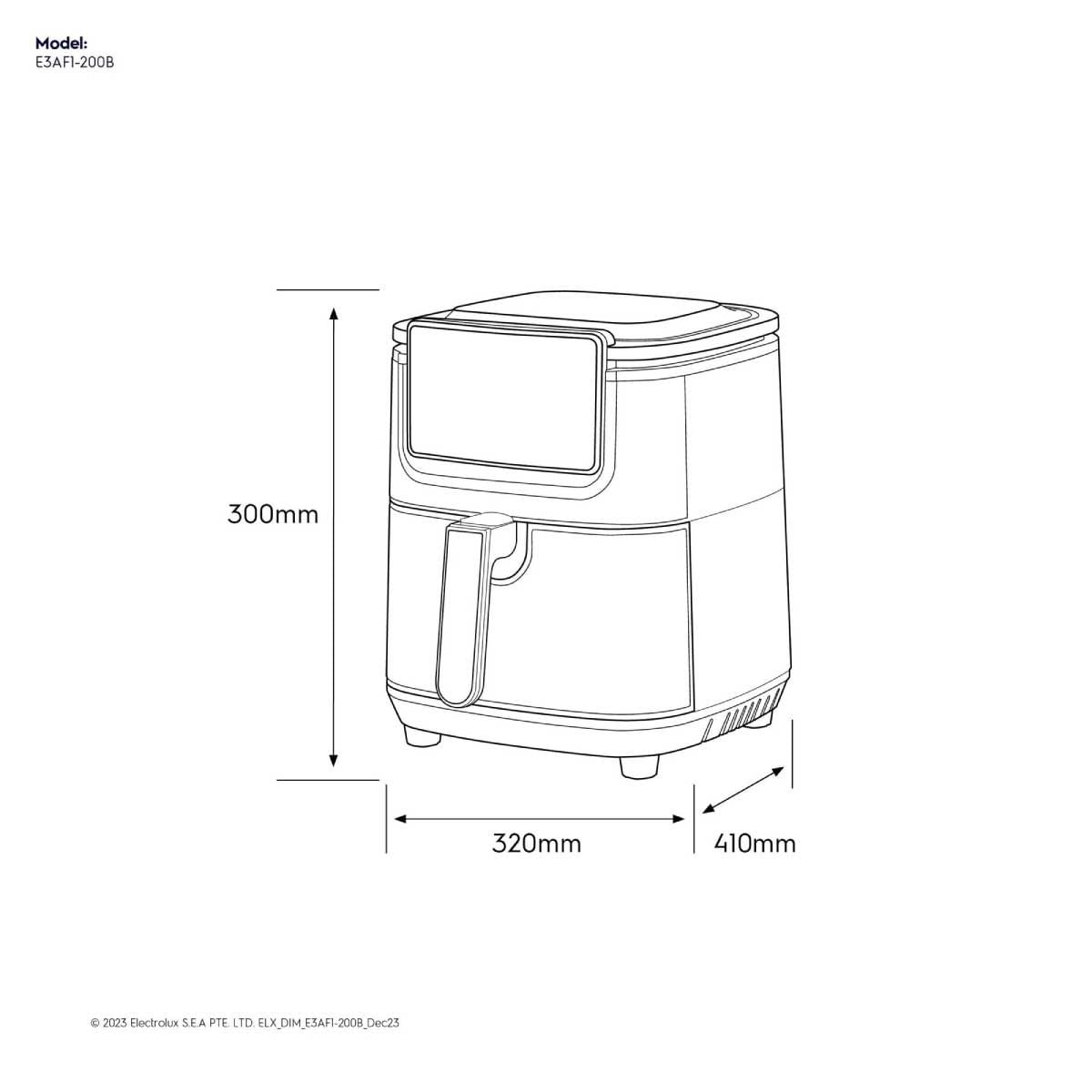 ELECTROLUX หม้อทอดไร้น้ำมัน ความจุ 5 ลิตร รุ่น E3AF1-200B สีดำ