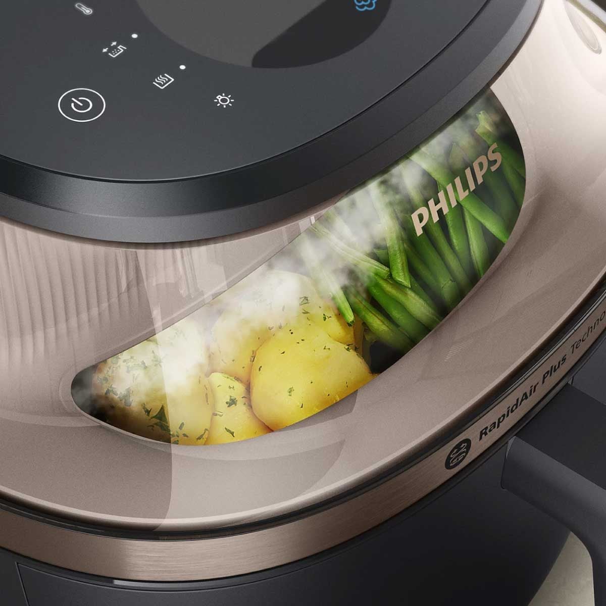 PHILIPS หม้อทอดไร้น้ำมัน7.2L กระจกใส+ไอน้ำ รุ่นNA543/00