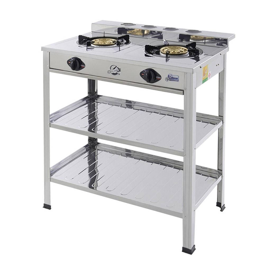 DYNAHOME เตาแก๊สคู่ ชั้นสแตนเลส  แบบตั้งพื้น รุ่น LK-222