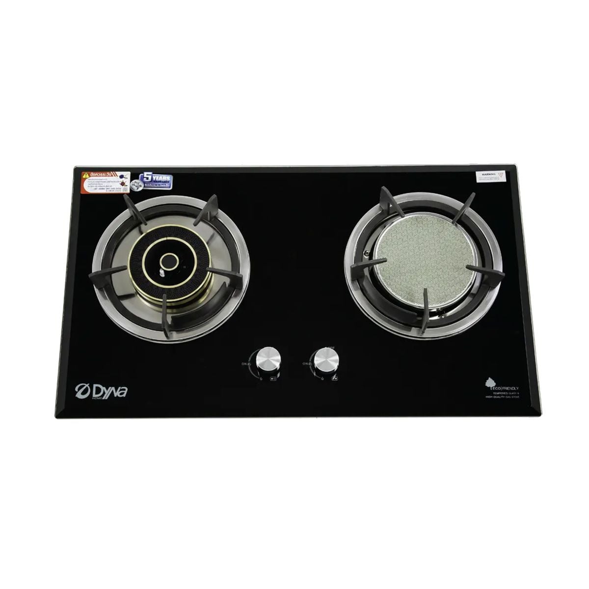 DYNA HOME เตาแก๊สคู่ หน้ากระจกนิรภัย แบบฝัง หัวเตาอินฟาเรด + หัวเตาหล่อ  รุ่น DF-922