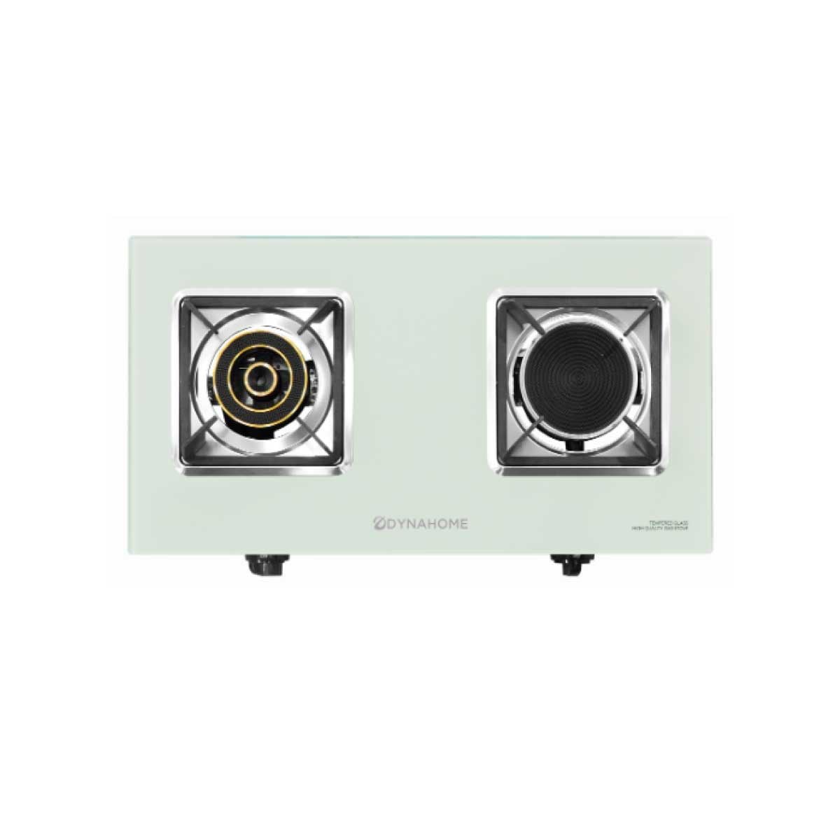 DYNAHOME เตาแก๊สคู่ตั้งโต๊ะ หัวทองเหลือง+อินฟาเรด สีขาวDH-IF624W
