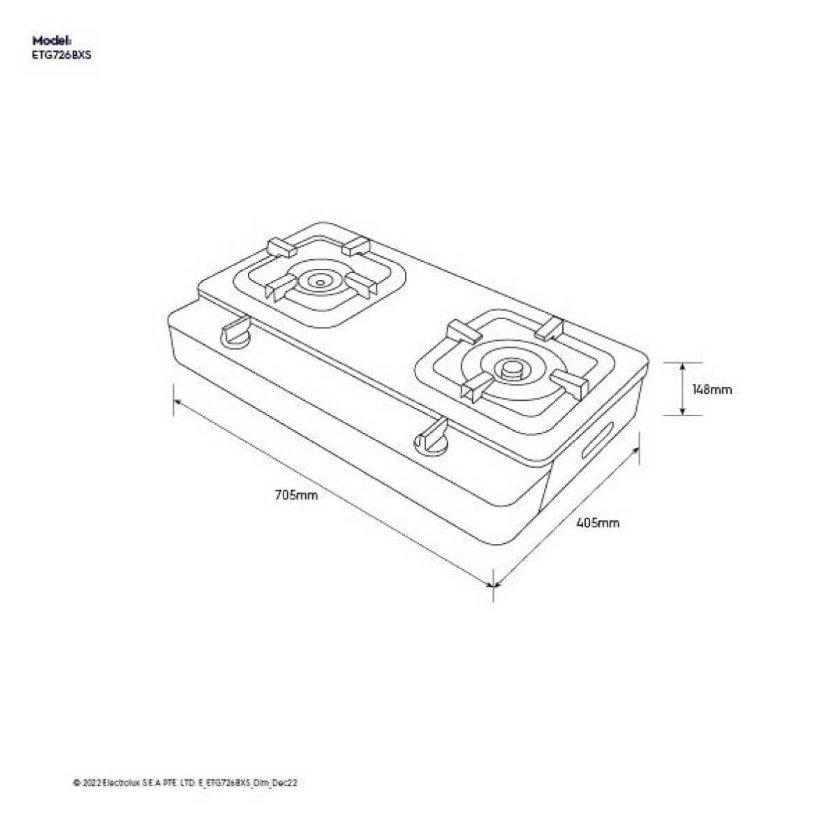 ELECTROLUX  เตาแก๊สตั้งโต๊ะ 2 หัวแก๊ส รุ่น ETG726BXS