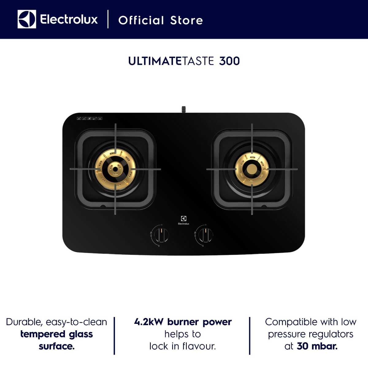 ELECTROLUX เตาแก๊สชนิดตั้งโต๊ะ 2 หัวเตา รุ่น ETG7276GKR