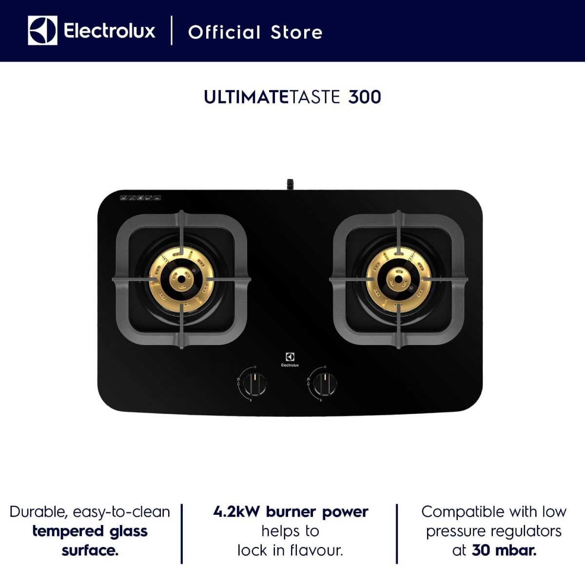 ELECTROLUX เตาแก๊สชนิดตั้งโต๊ะ 2 หัวเตา รุ่น ETG7286GKR