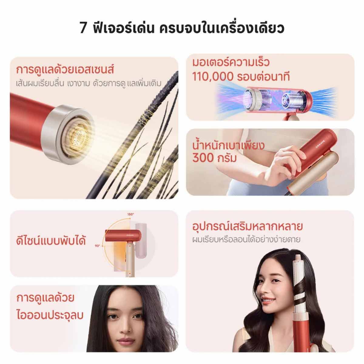 DREAME ไดร์เป่าผม 1300W สีฟ้า รุ่น Pocket Pro
