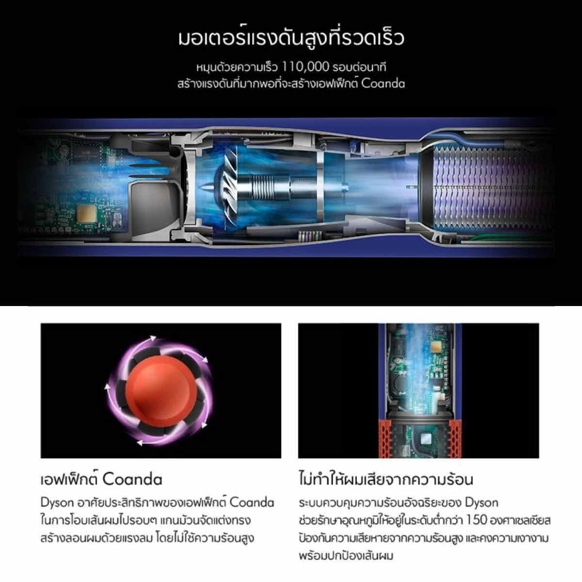Dyson เครื่องเป่าผมพร้อมจัดแต่งทรง Airwrap id  รุ่นHS08 สีแอมเบอร์ ซิลค์/ชมพูแชมเปญ