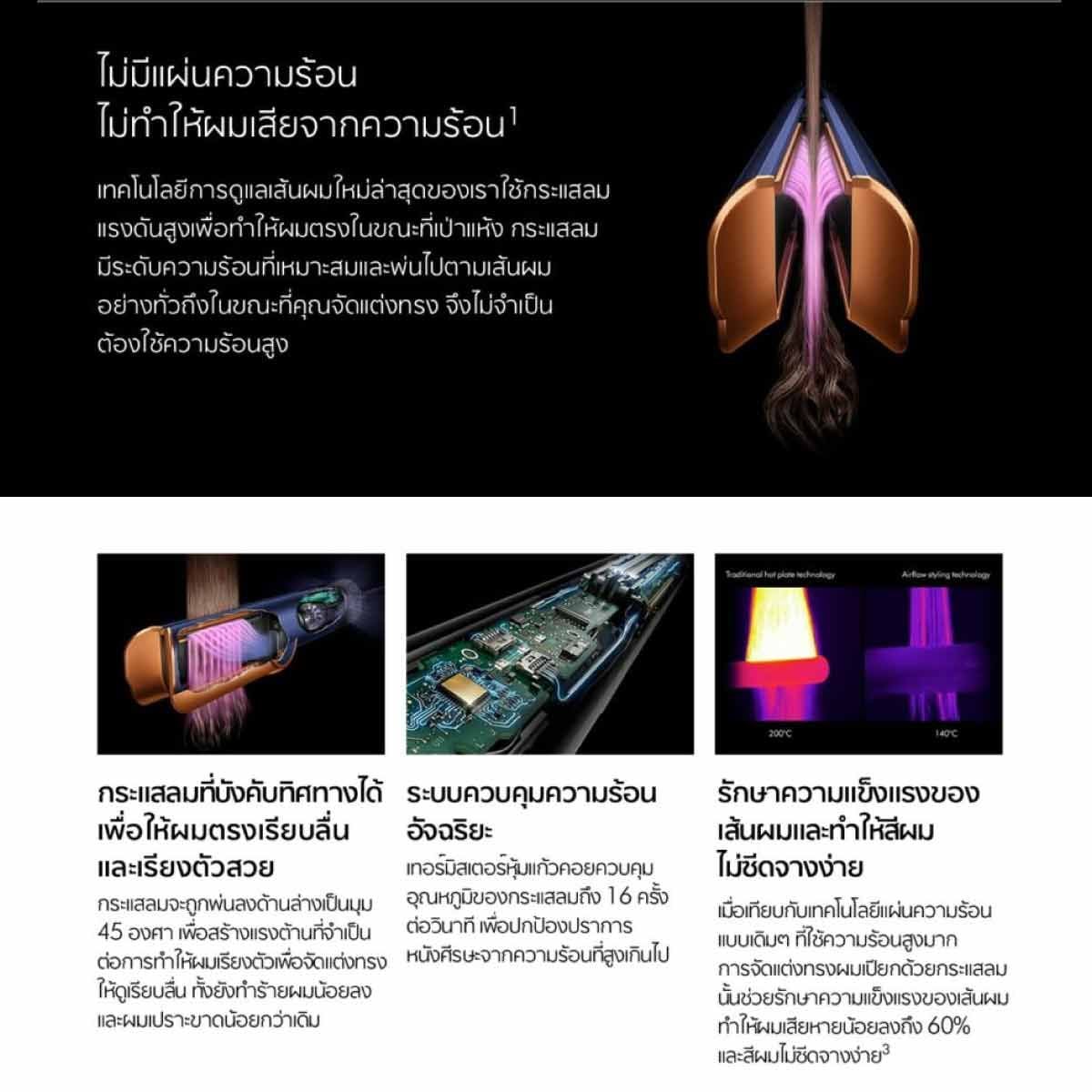 Dyson เครื่องหนีบผม Airstrait Airstrait รุ่นHT01 AS Case สีCeramic Apricot/Topaz