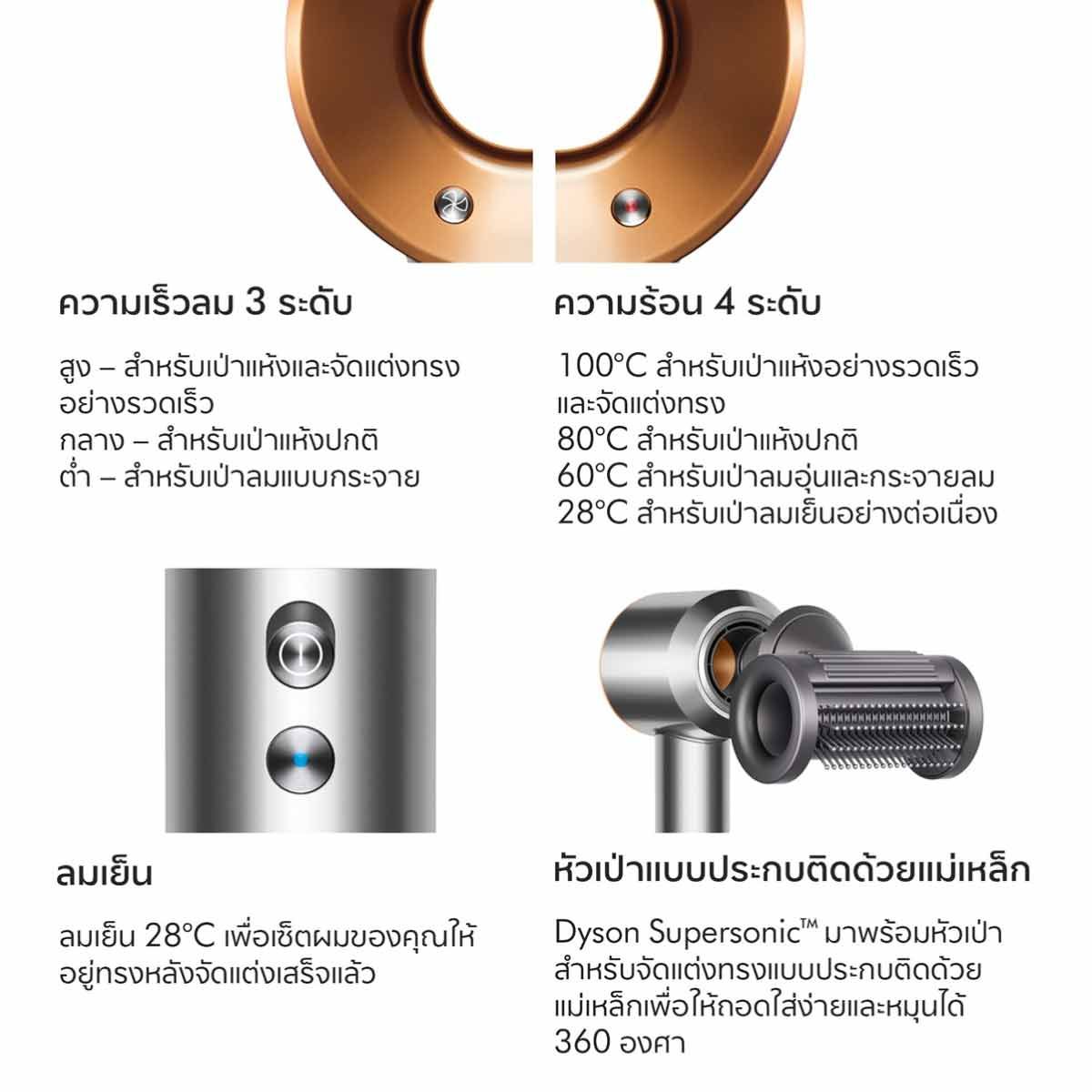 Dyson เครื่องเป่าผม Dyson Supersonic  สีNickel/Copper รุ่นHD15