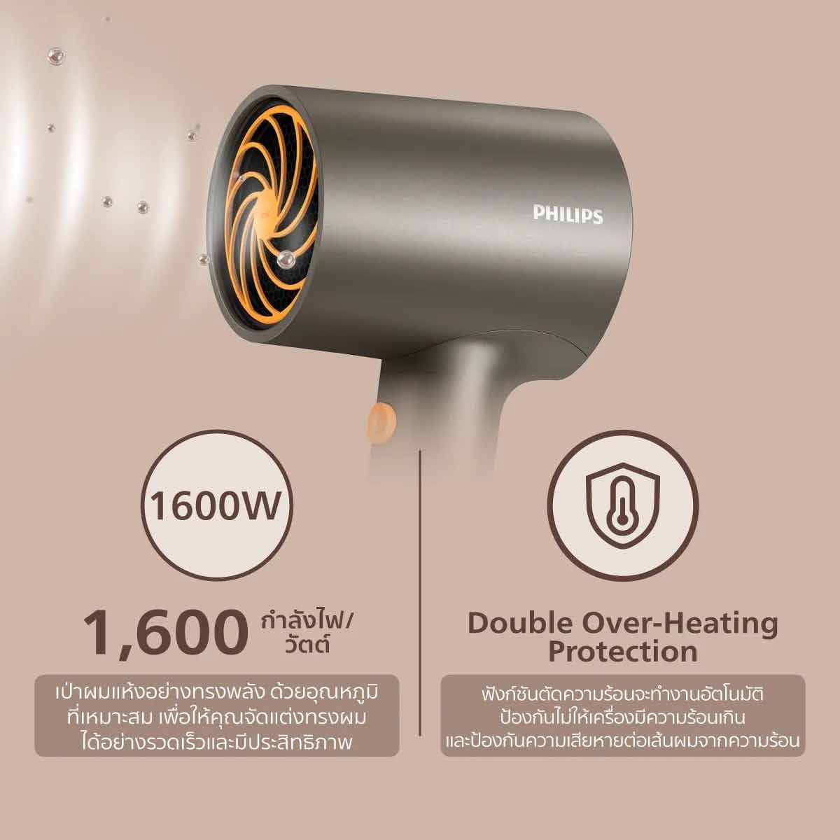 PHILIPS ไดร์เป่าผม 1600W รุ่น BHD321/00