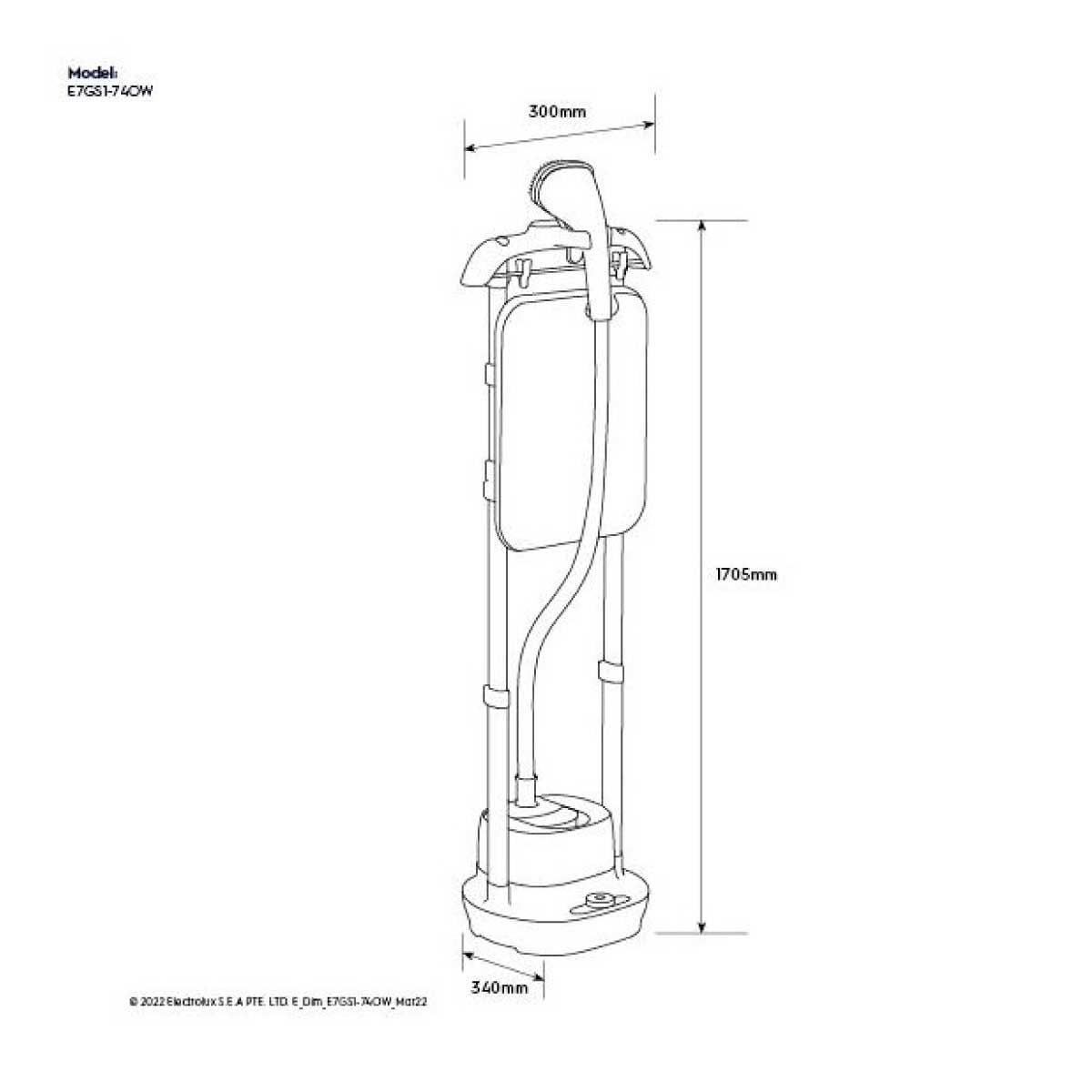 ELECTROLUX เตารีดแบบยืนรีด2000W รุ่นE7GS1-74OW