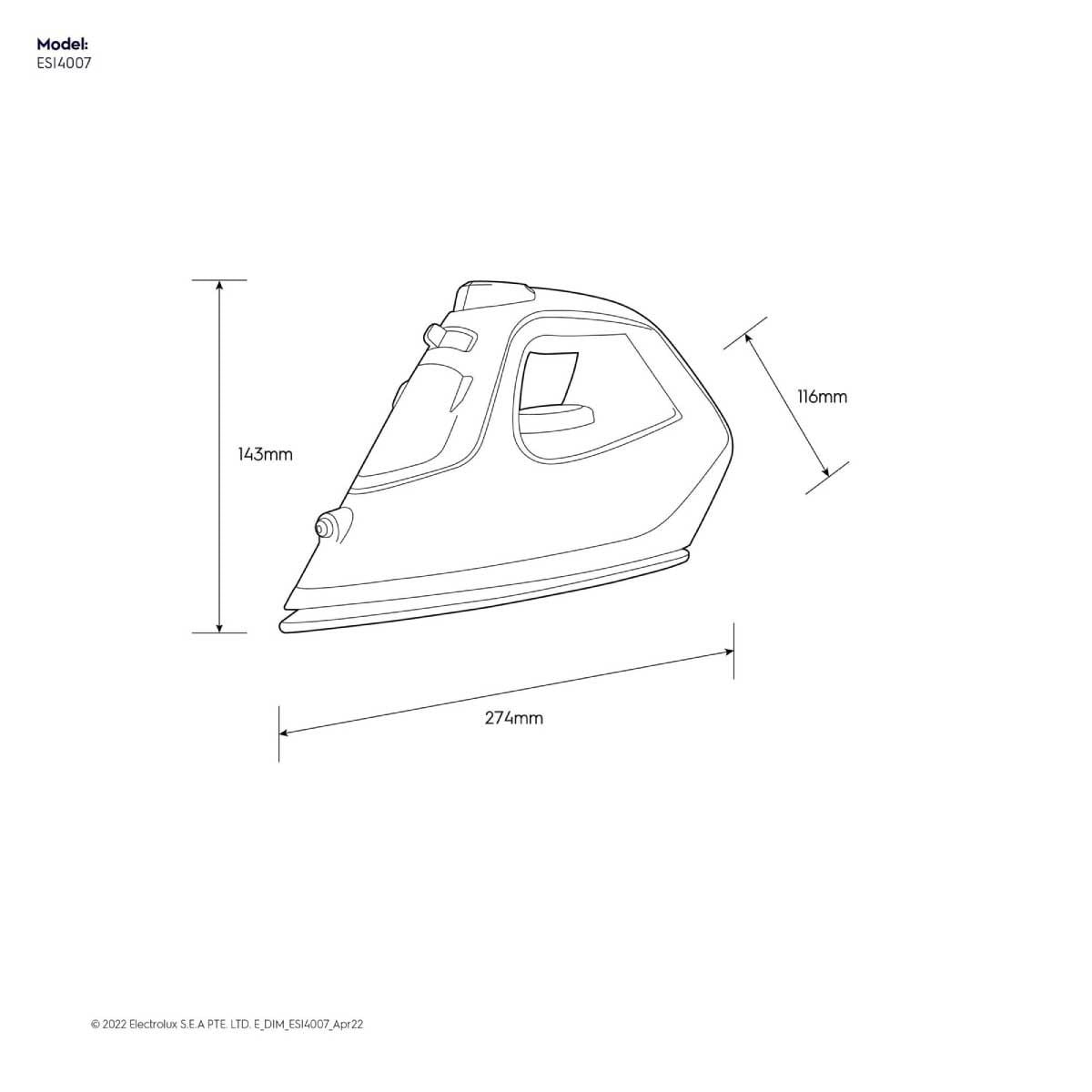 ELECTROLUX เตารีดไอน้ำ รุ่น ESI-4007 กำลังไฟ 1,600 วัตต์ (สีส้ม)