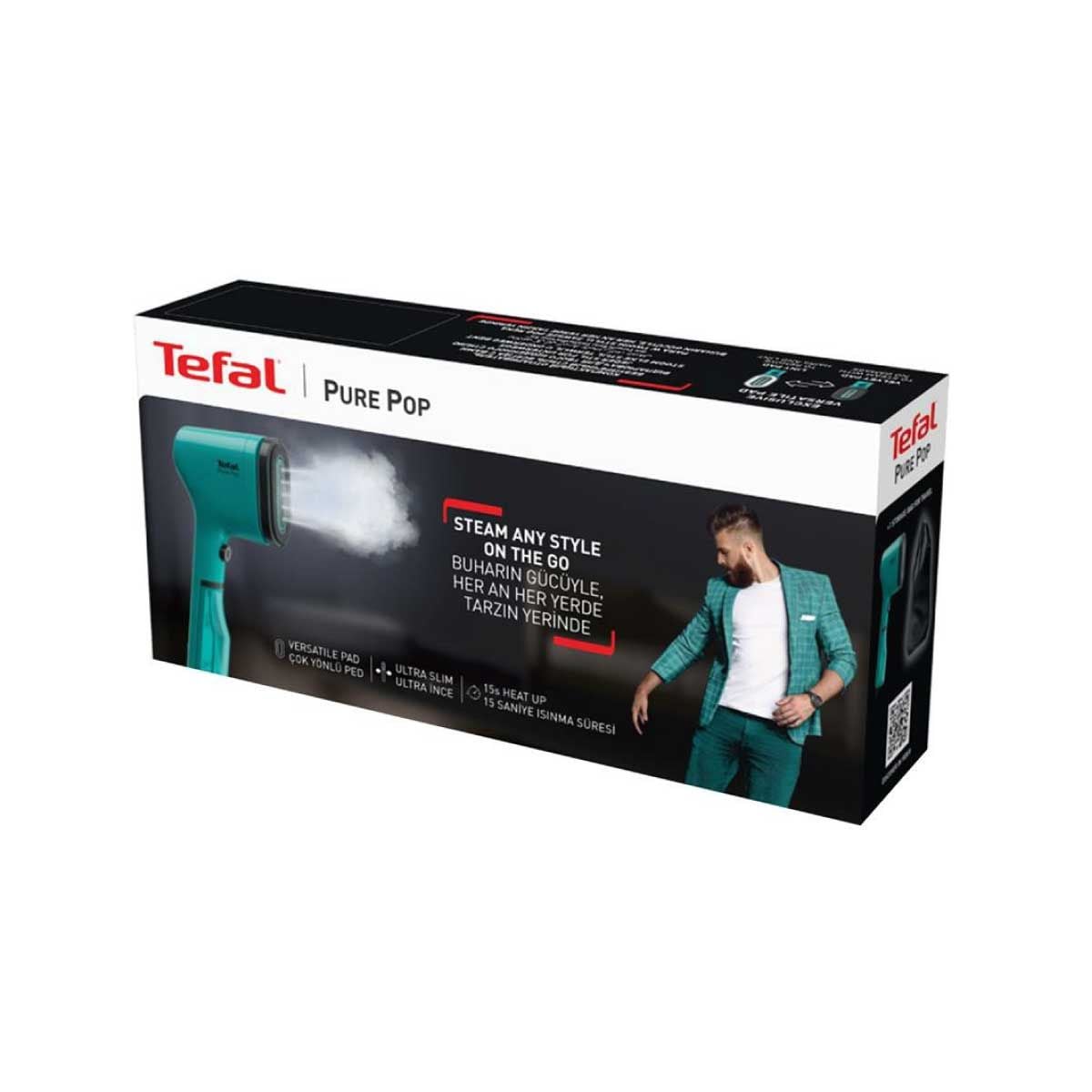 TEFAL เตารีดไอน้ำพกพา 1300W ไอน้ำ20กรัม สีเขียว รุ่น DT20 24E1