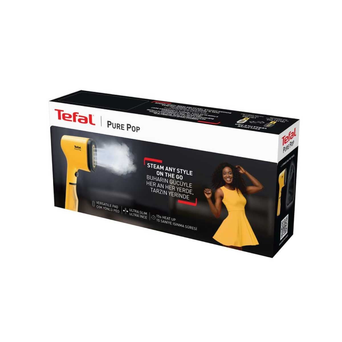 TEFAL เตารีดไอน้ำพกพา 1300W  ไอน้ำ20กรัม สีเหลือง รุ่น DT2 026E1