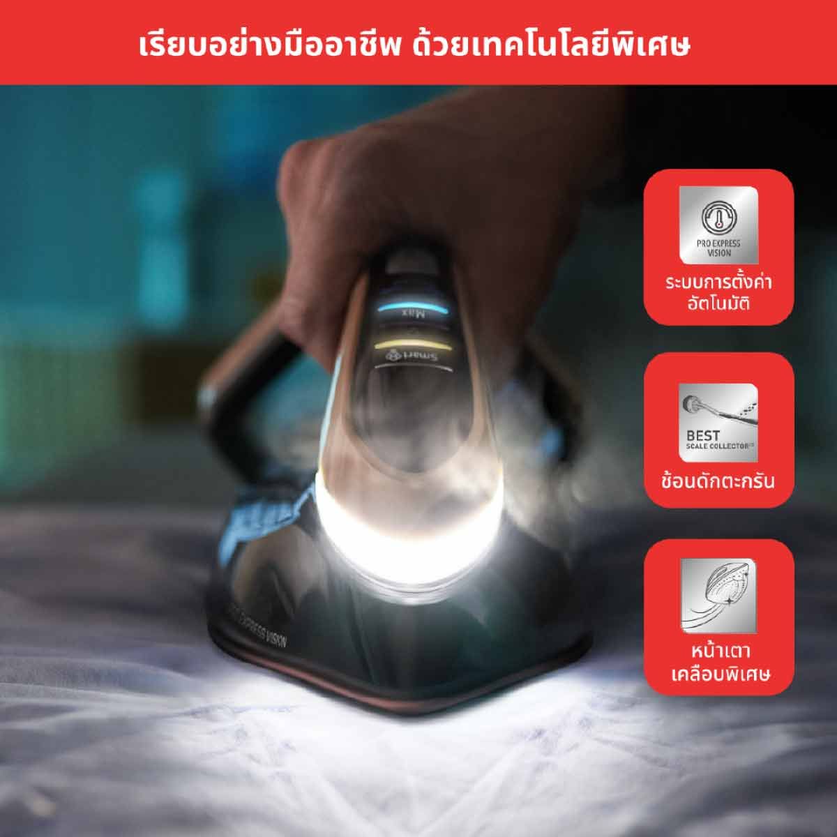 TEFAL เตารีดแรงดันไอน้ำพลังสูง รุ่น GV9820TIBL82