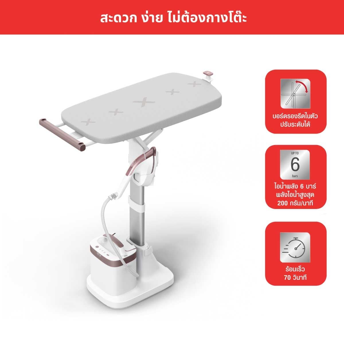 TEFAL เตารีดไอน้ำยืนรีด2200W รุ่นQT1811
