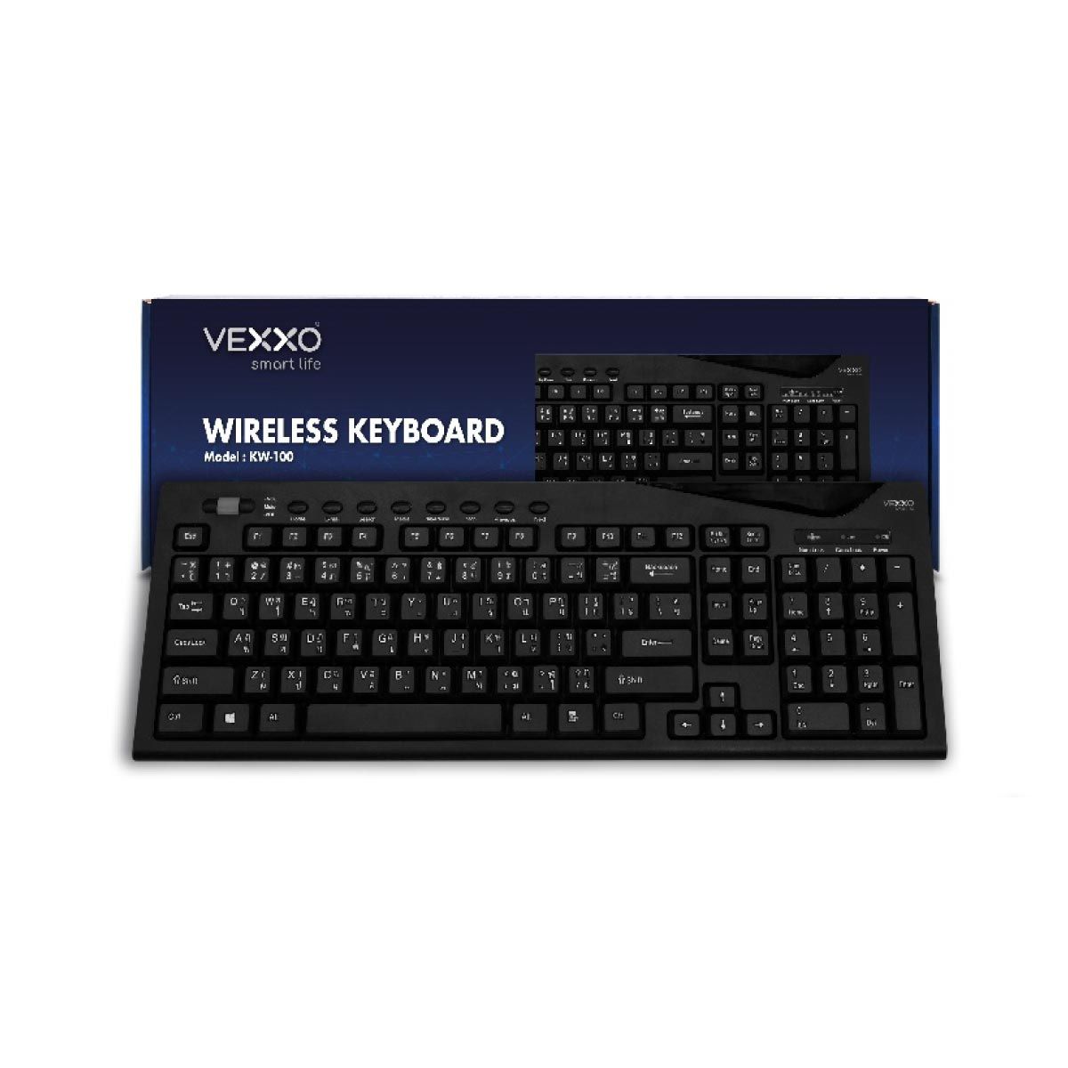 WIRELESS KEYBOARD (คีย์บอร์ดไร้สาย) VEXXO KW-100 (F5KEY-VX24-KW10)