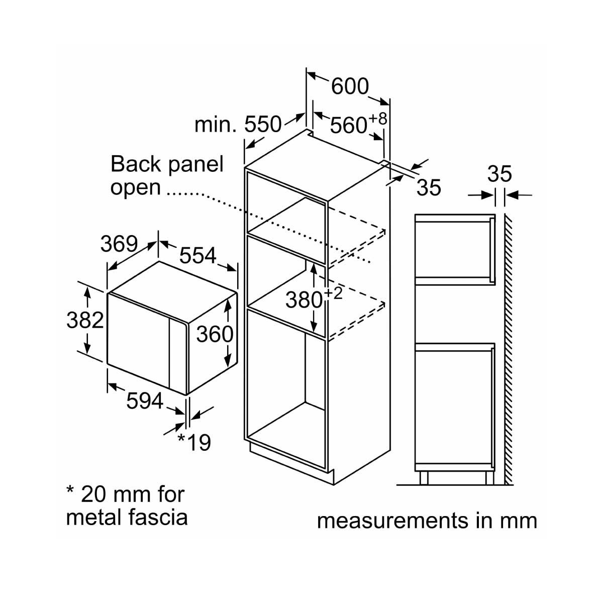 BOSCH ซีรี่ 6 Built-In ไมโครเวฟ-ย่าง 25L 900W ดิจิตอล สีดำ รุ่น BEL554MS0T